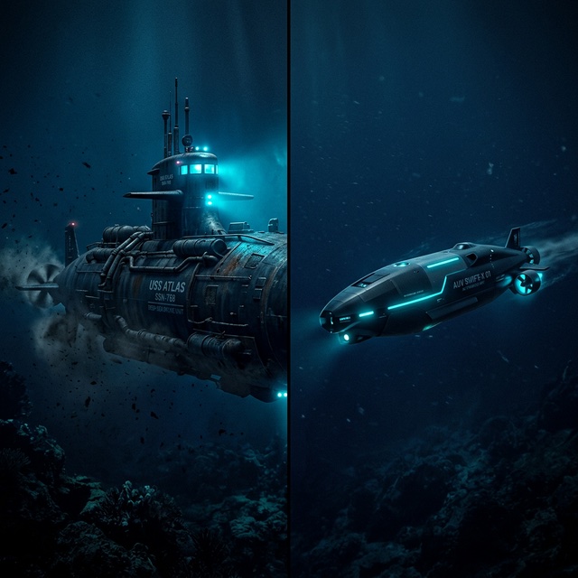 Two autonomous submarines comparison